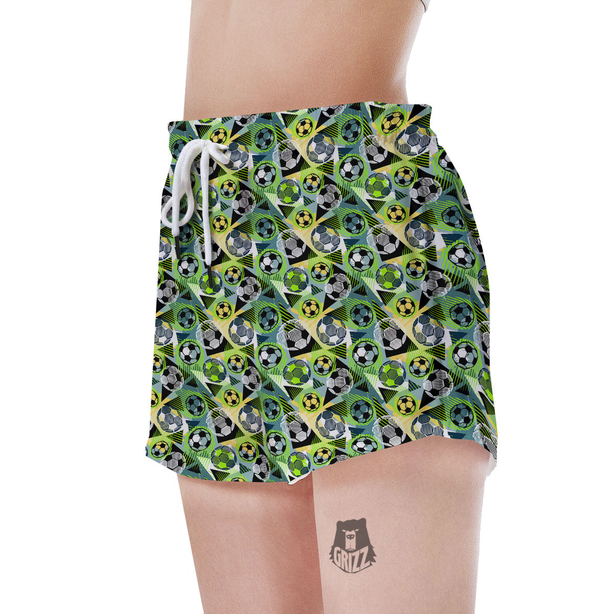 Soccer Ball Grunge Print Pattern Women's Shorts-grizzshop