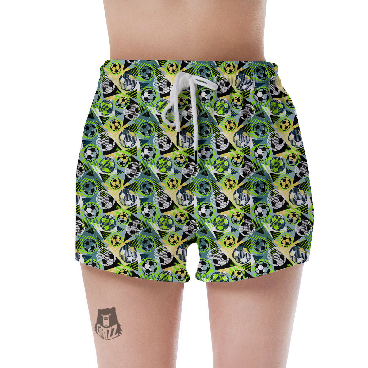 Soccer Ball Grunge Print Pattern Women's Shorts-grizzshop