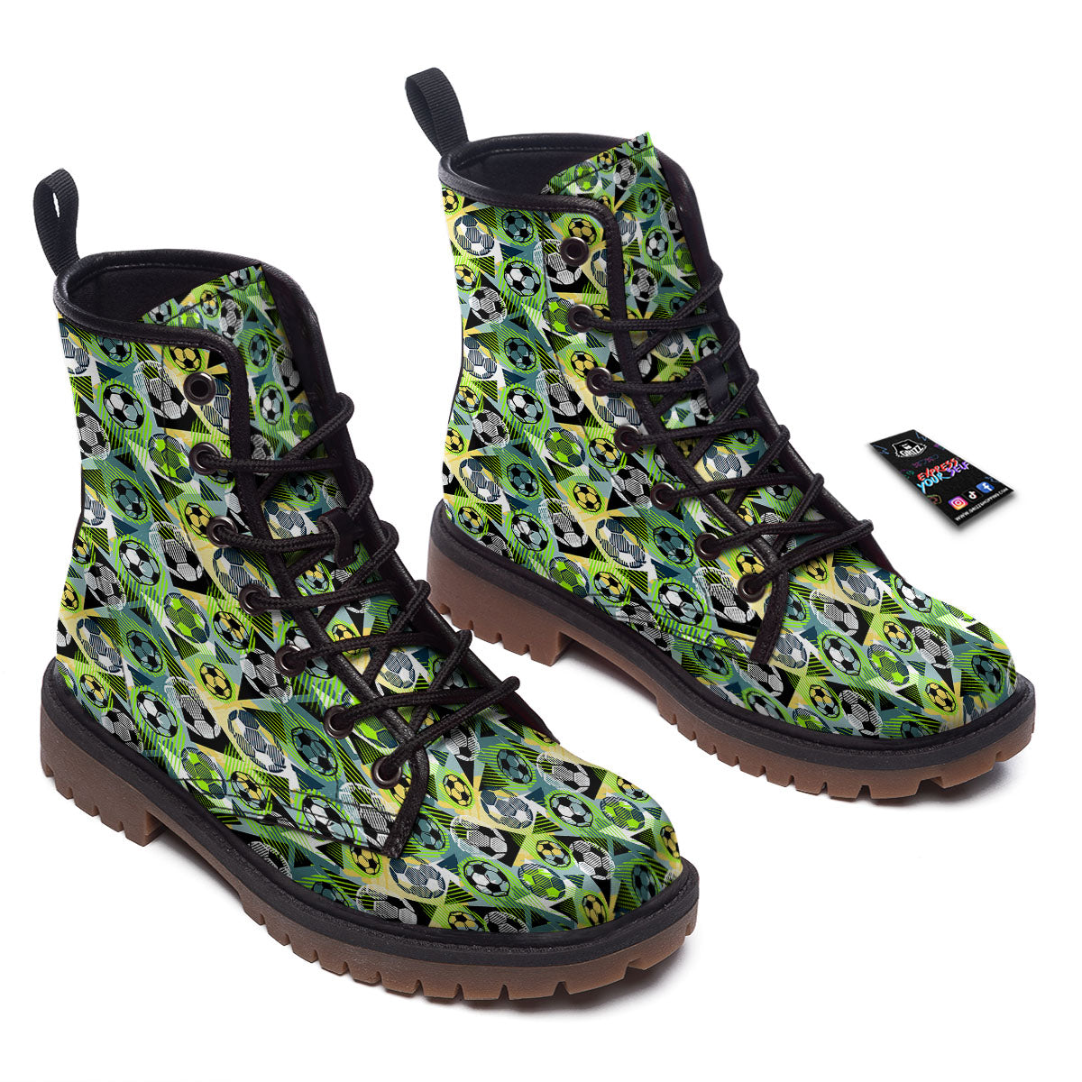 Soccer Ball Grunge Print Pattern Work Boots-grizzshop