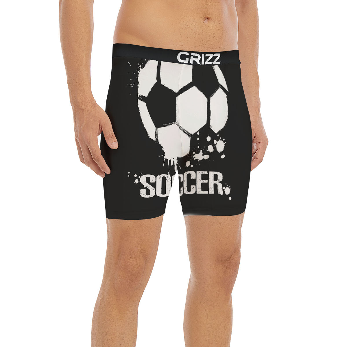 Soccer Ball White And Black Print Boxer Briefs-grizzshop
