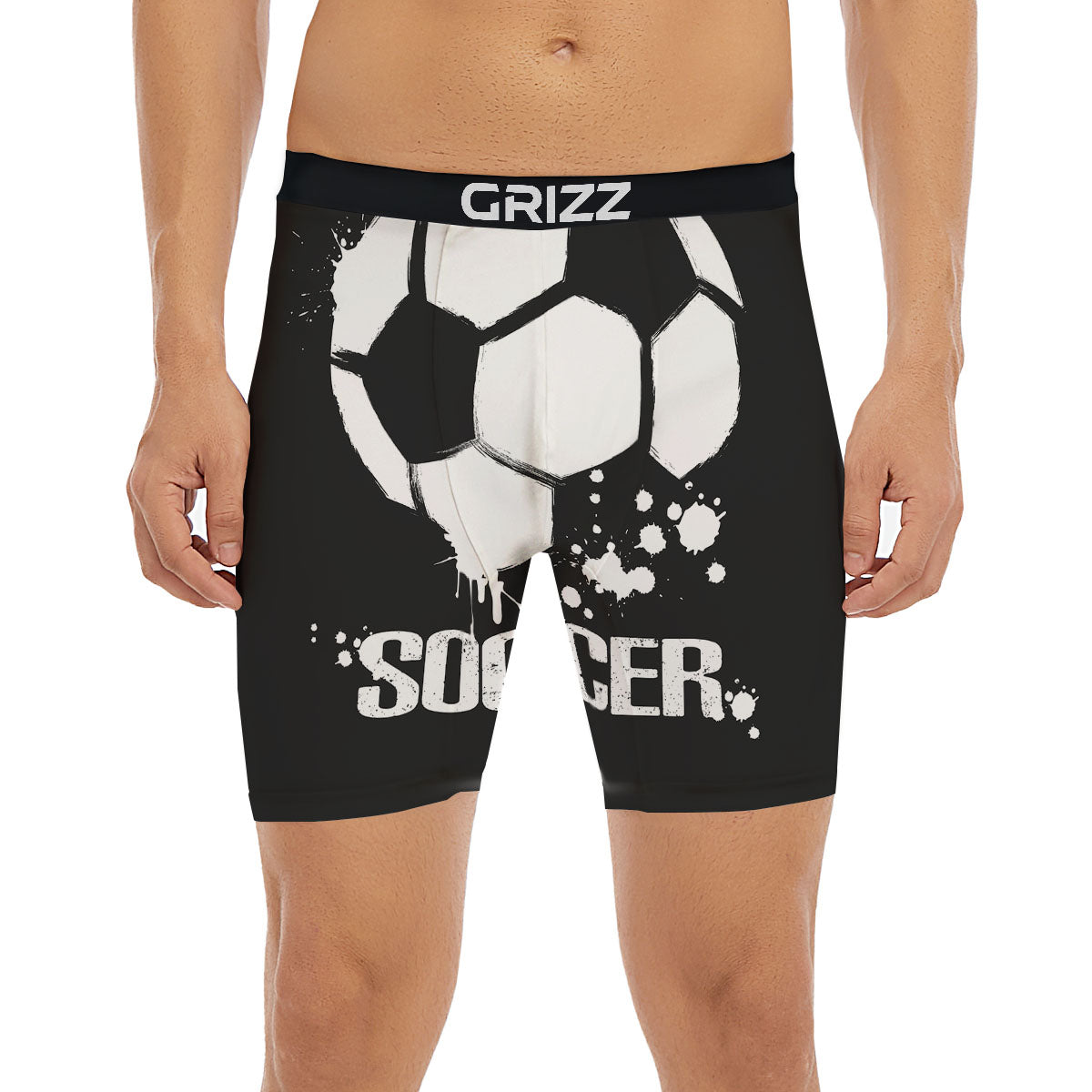 Soccer Ball White And Black Print Boxer Briefs-grizzshop