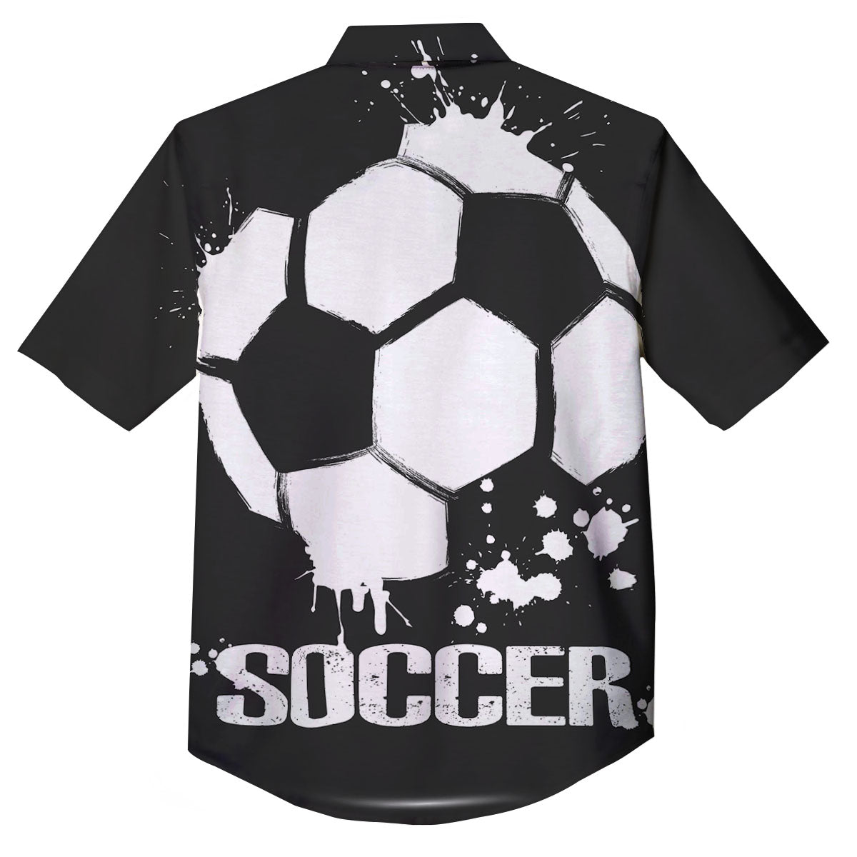 Soccer Ball White And Black Print Button Up Shirt-grizzshop
