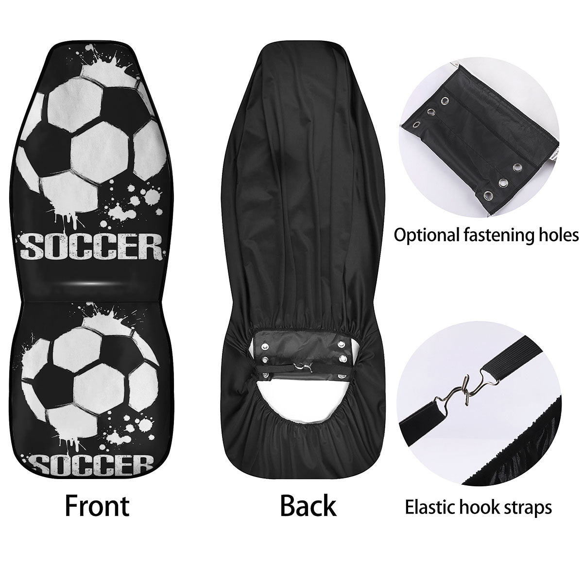 Soccer Ball White And Black Print Car Seat Covers-grizzshop