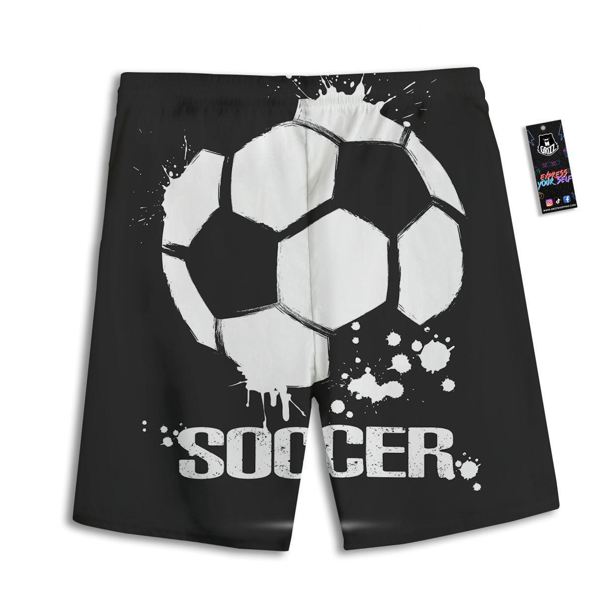 Soccer Ball White And Black Print Men's Athletic Shorts