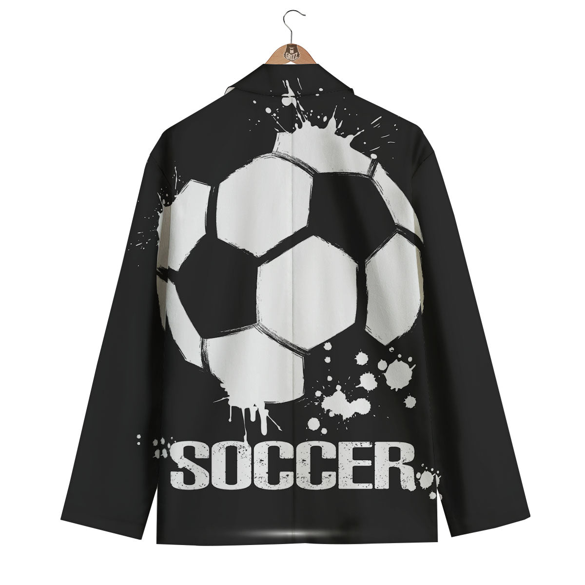 Soccer Ball White And Black Print Men's Blazer-grizzshop