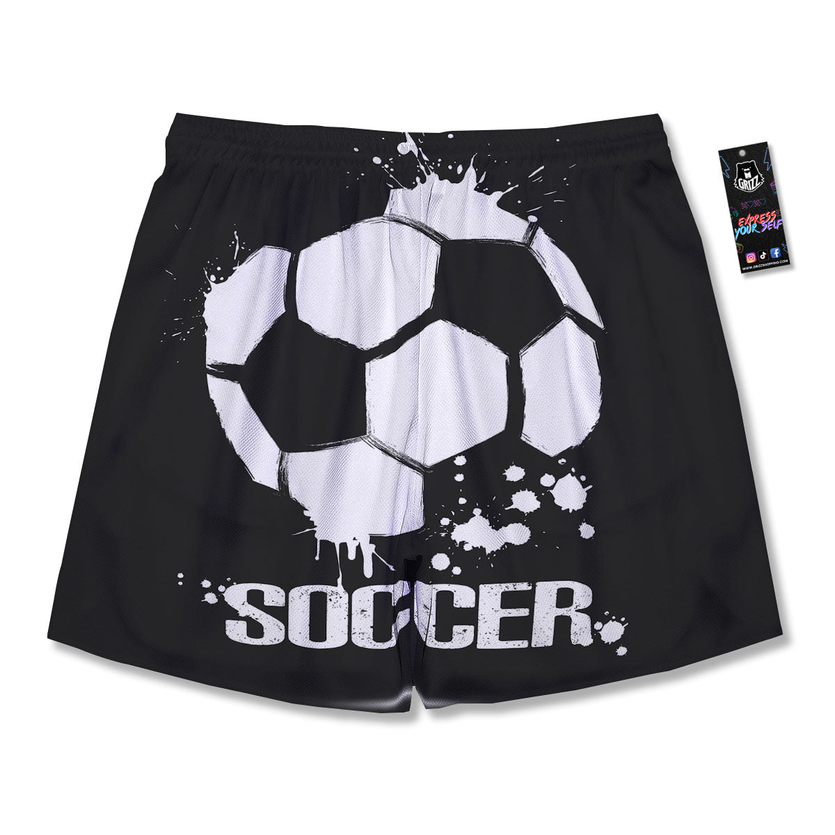 Soccer Ball White And Black Print Men's Running Shorts-grizzshop