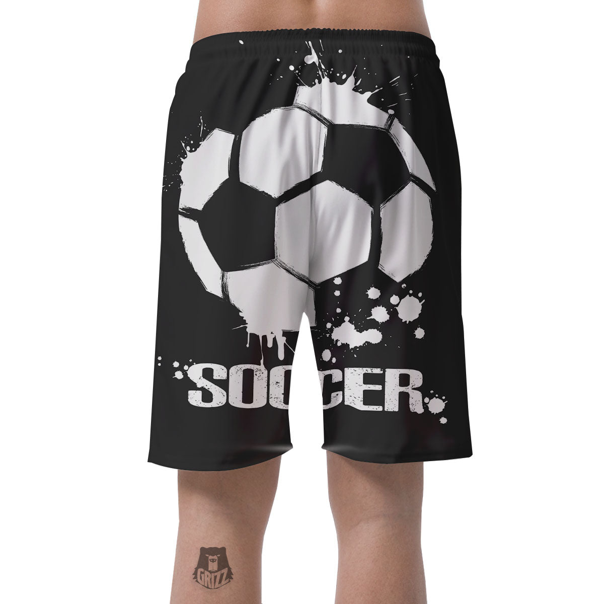 Soccer Ball White And Black Print Men's Shorts-grizzshop