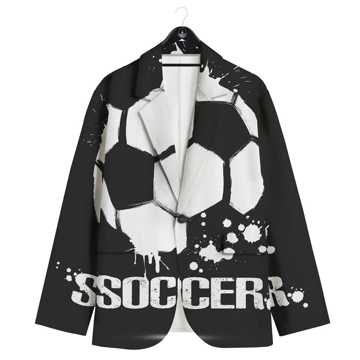 Soccer Ball White And Black Print Men's Sport Coat-grizzshop