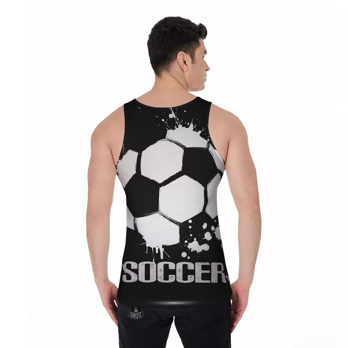 Soccer Ball White And Black Print Men's Tank Top-grizzshop