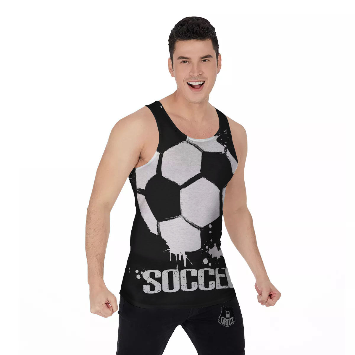 Soccer Ball White And Black Print Men's Tank Top-grizzshop