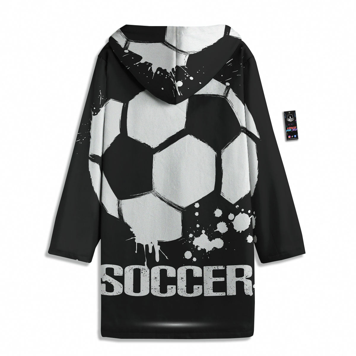 Soccer Ball White And Black Print Men's Windbreaker Jacket-grizzshop