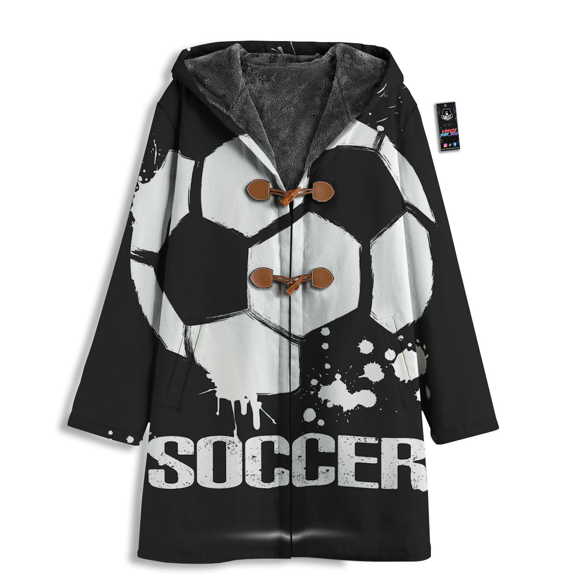 Soccer Ball White And Black Print Men's Windbreaker Jacket-grizzshop