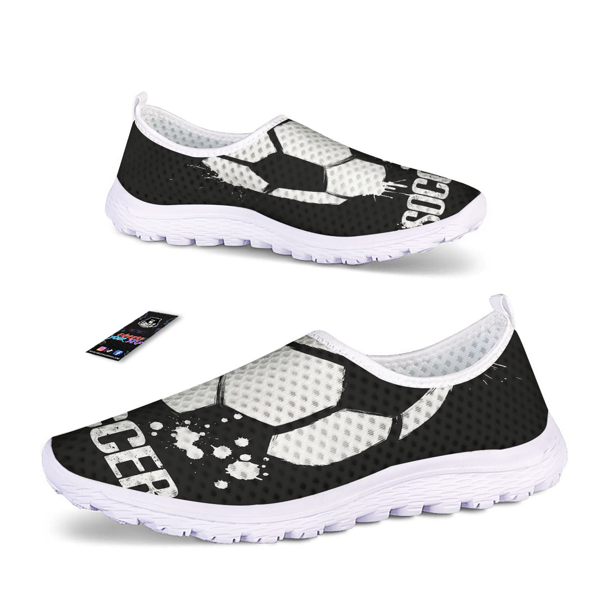 Soccer Ball White And Black Print Nurse Shoes-grizzshop