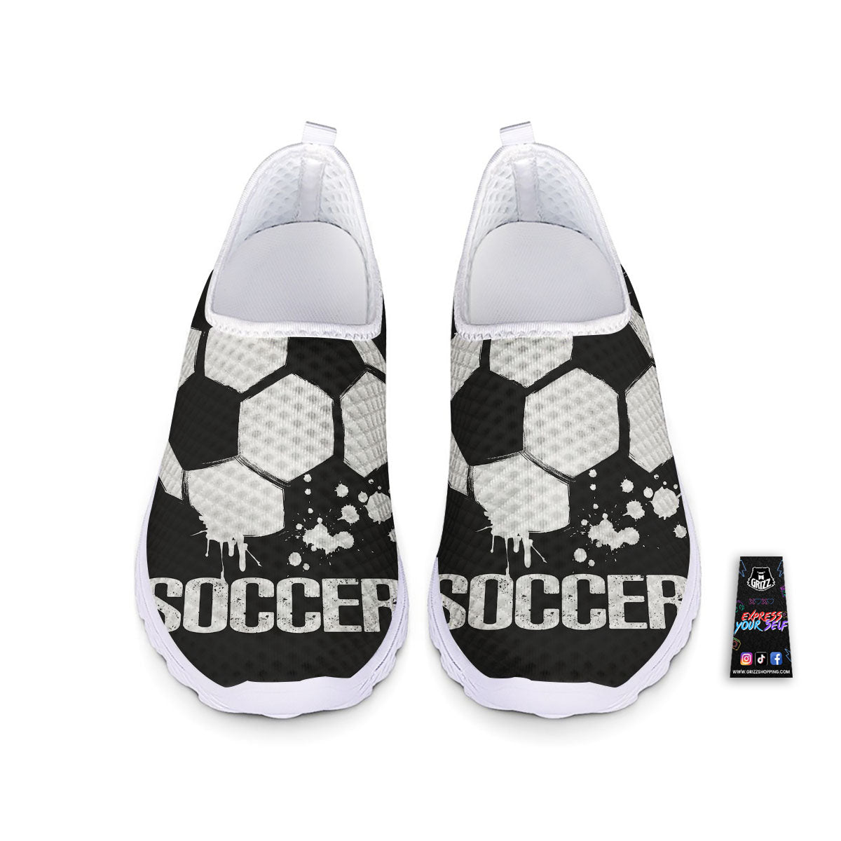 Soccer Ball White And Black Print Nurse Shoes-grizzshop