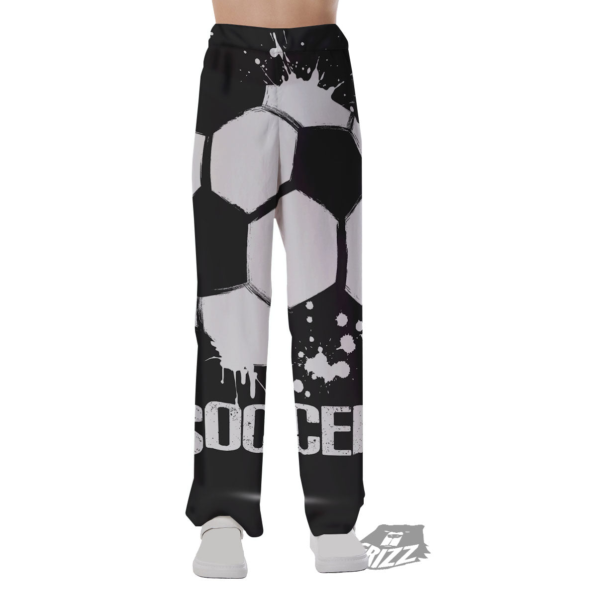 Soccer Ball White And Black Print Pajama Pants-grizzshop
