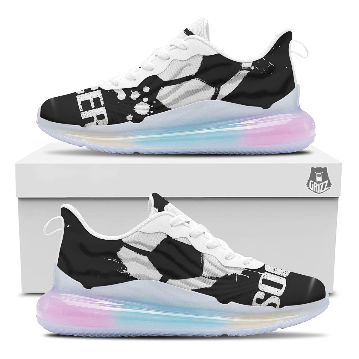 Soccer Ball White And Black Print Running Sneakers-grizzshop
