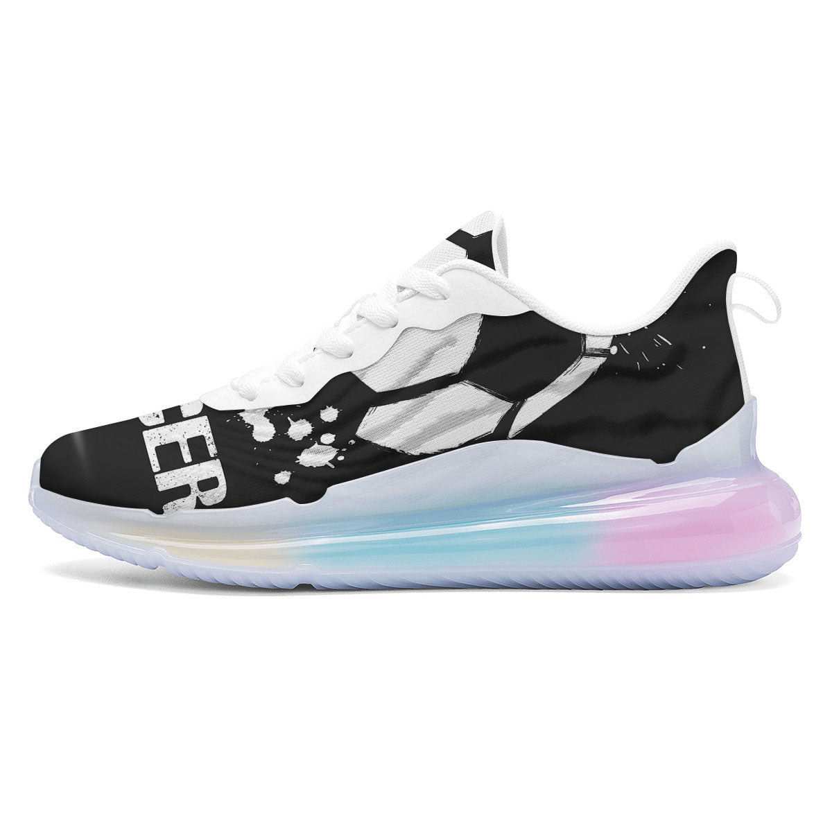 Soccer Ball White And Black Print Running Sneakers-grizzshop