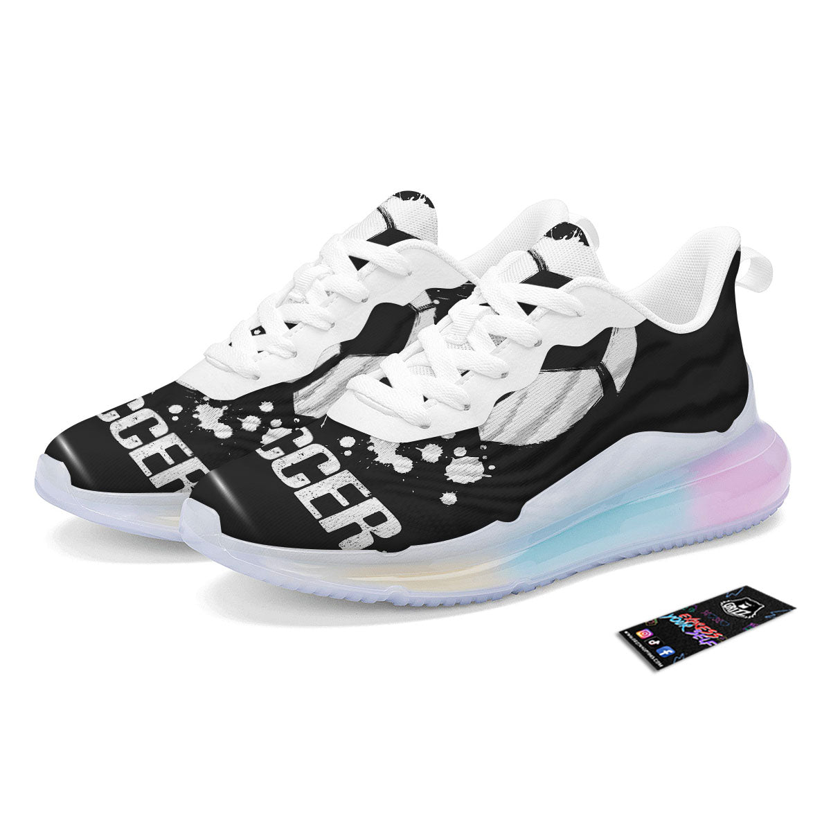 Soccer Ball White And Black Print Running Sneakers-grizzshop