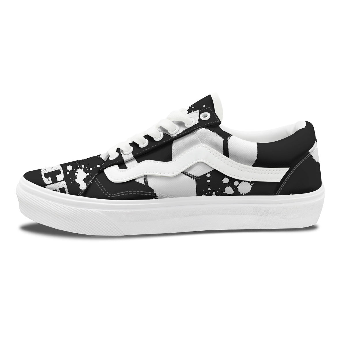 Soccer Ball White And Black Print Skate Shoes-grizzshop