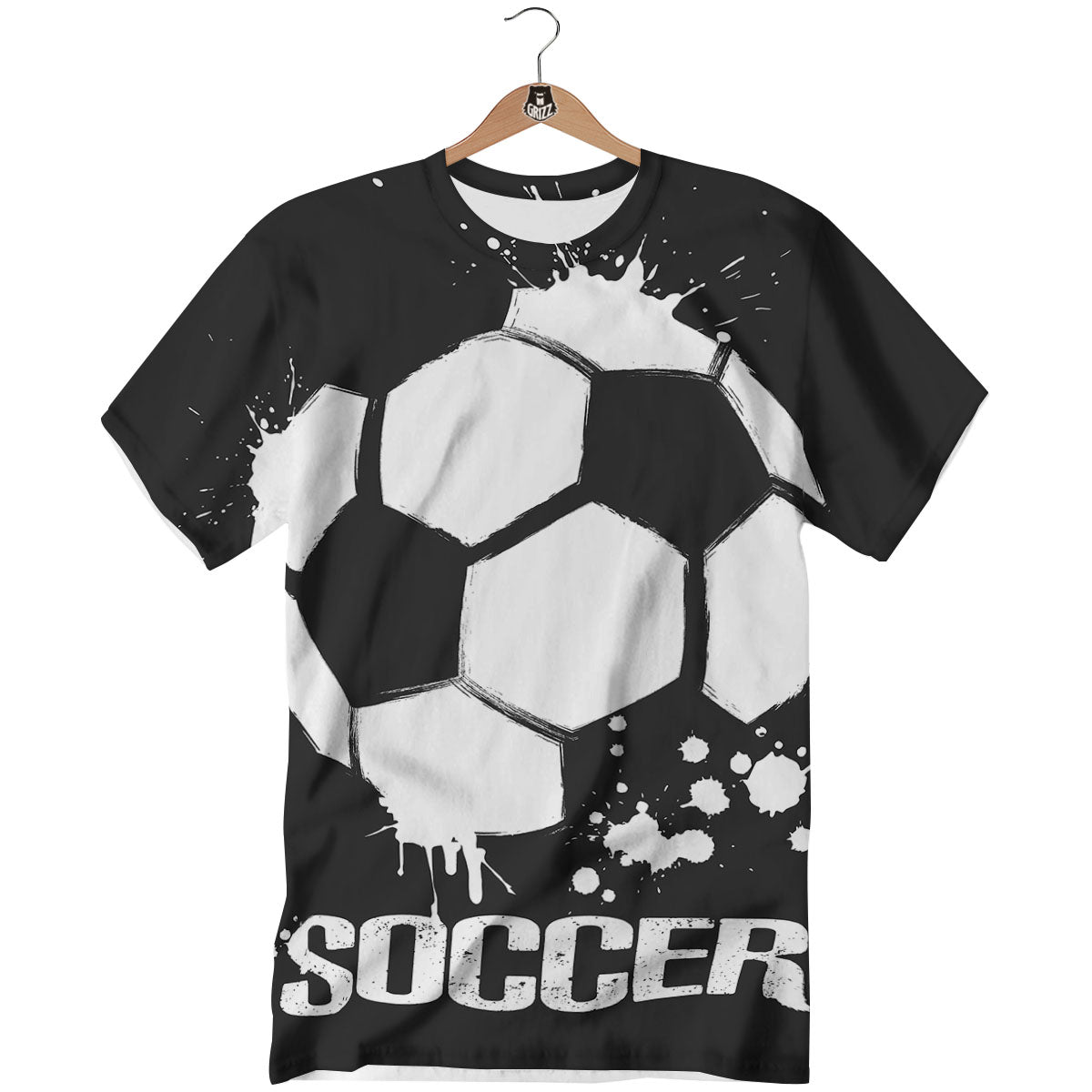 Soccer Ball White And Black Print T-Shirt-grizzshop