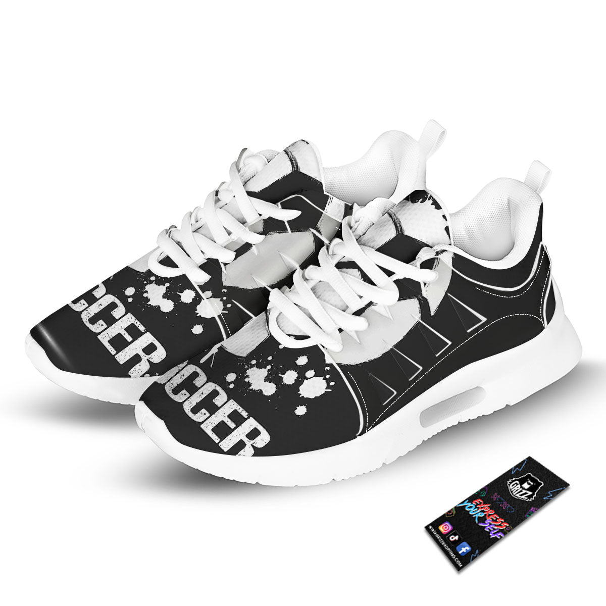Soccer Ball White And Black Print Tennis Shoes-grizzshop