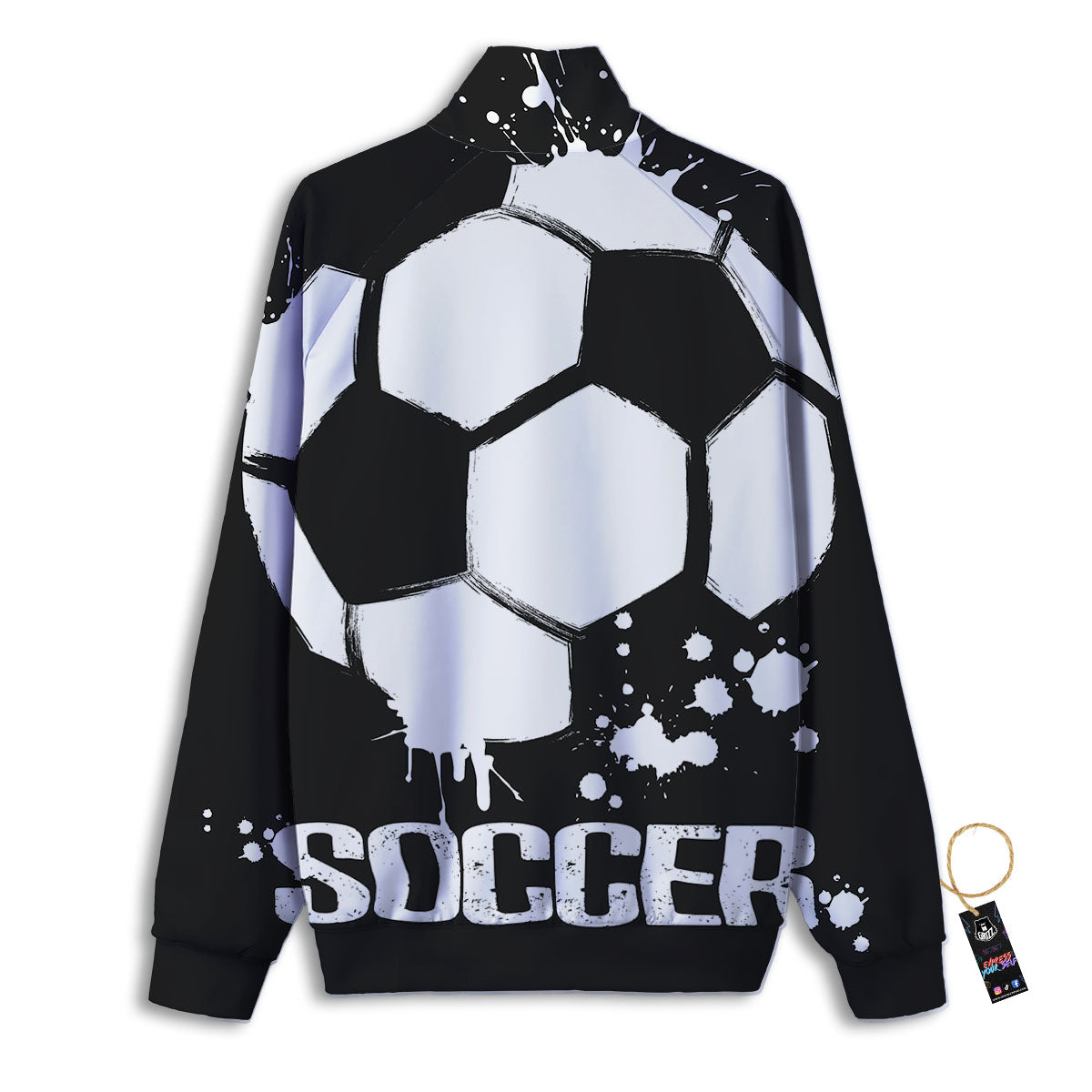 Soccer Ball White And Black Print Track Jacket-grizzshop