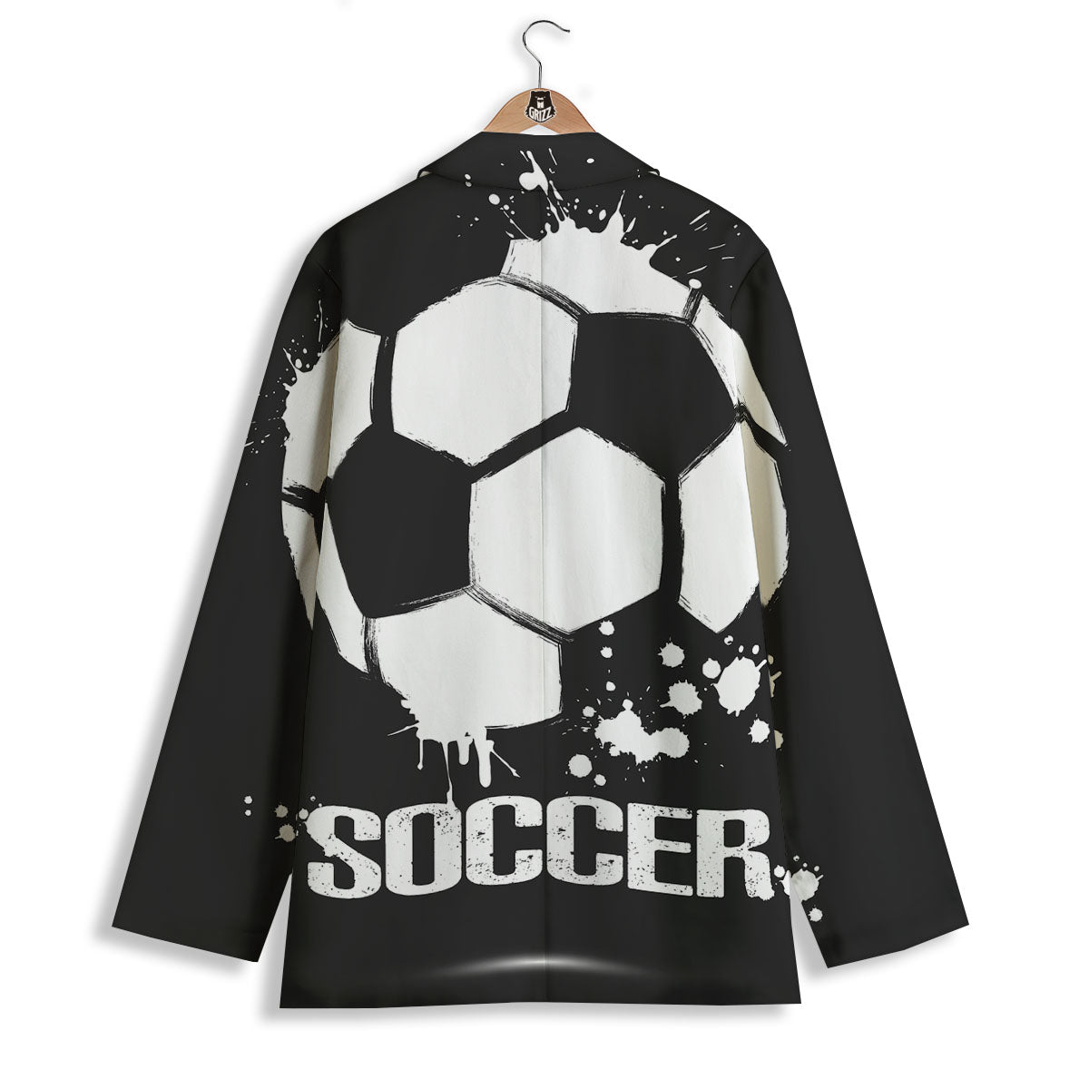 Soccer Ball White And Black Print Women's Blazer-grizzshop