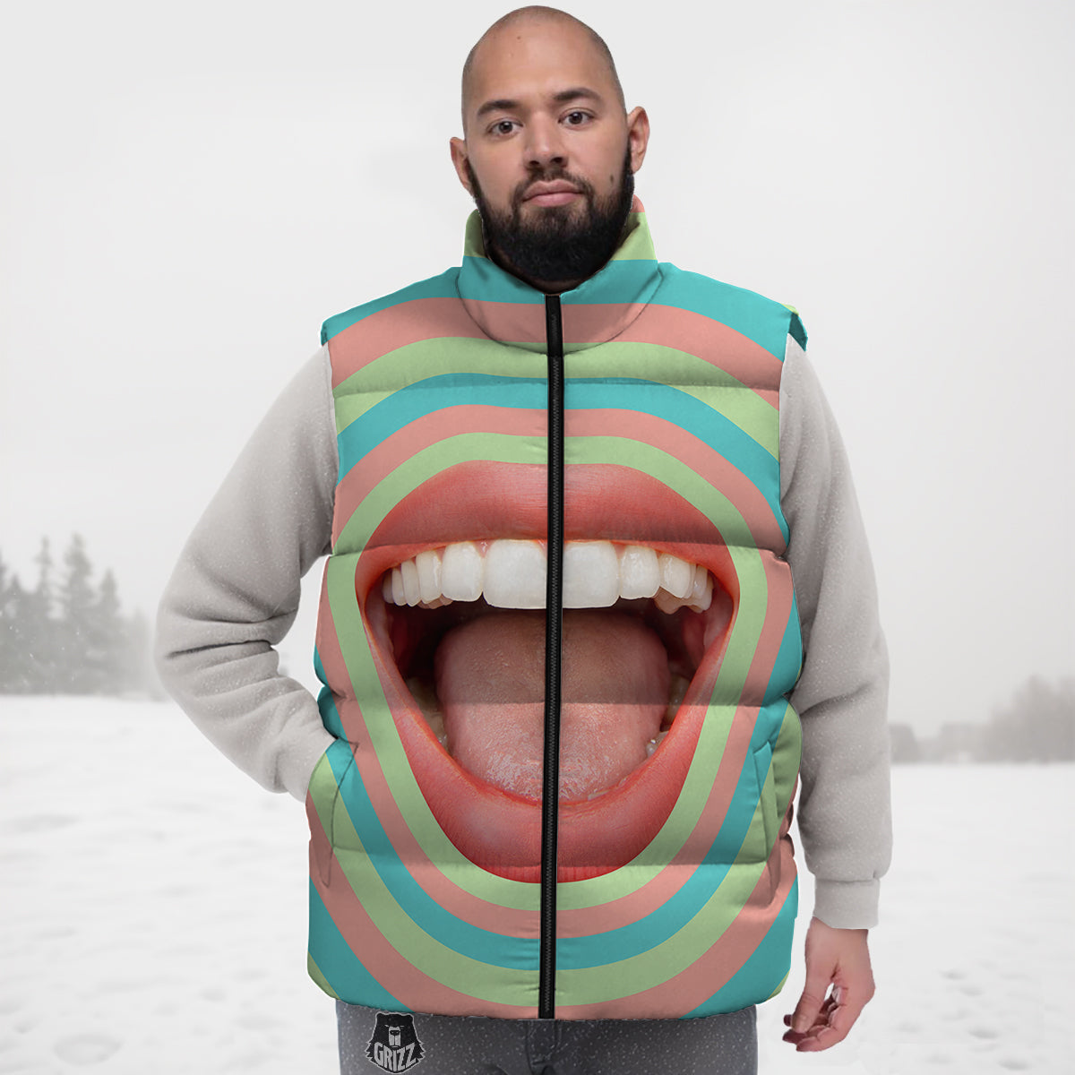 Soccer Print  Pattern Down Vest