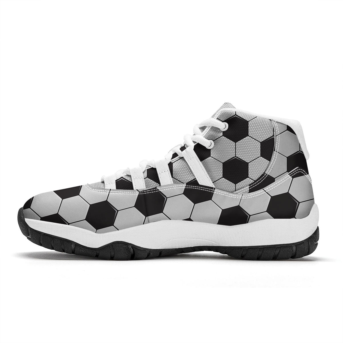Soccer Print Pattern White Bball Shoes-grizzshop