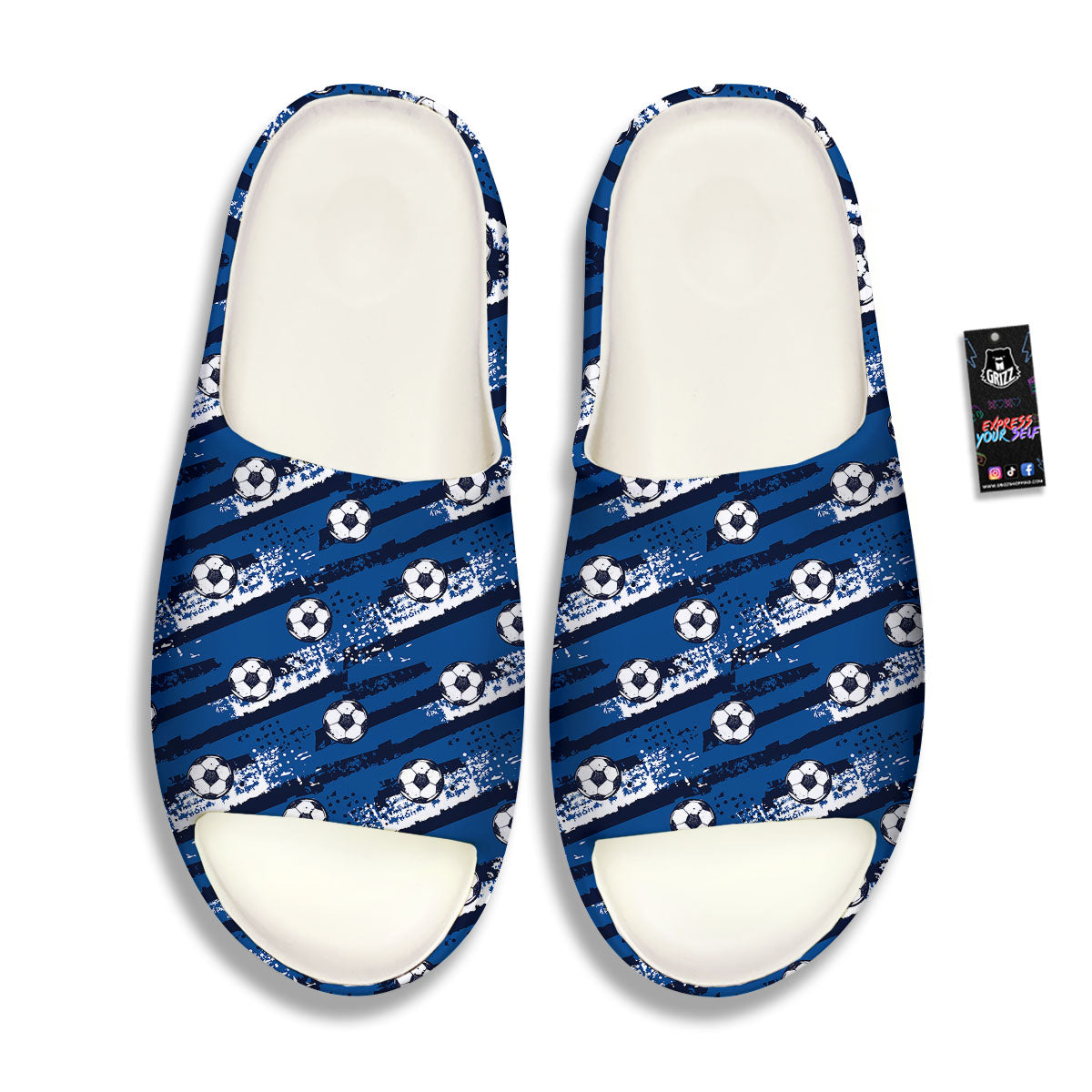 Soccer Ball Blue Print Pattern Sandals-grizzshop