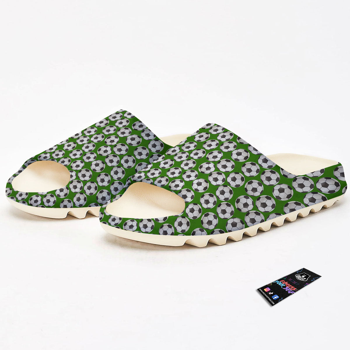 Soccer Ball Green Print Pattern Sandals-grizzshop