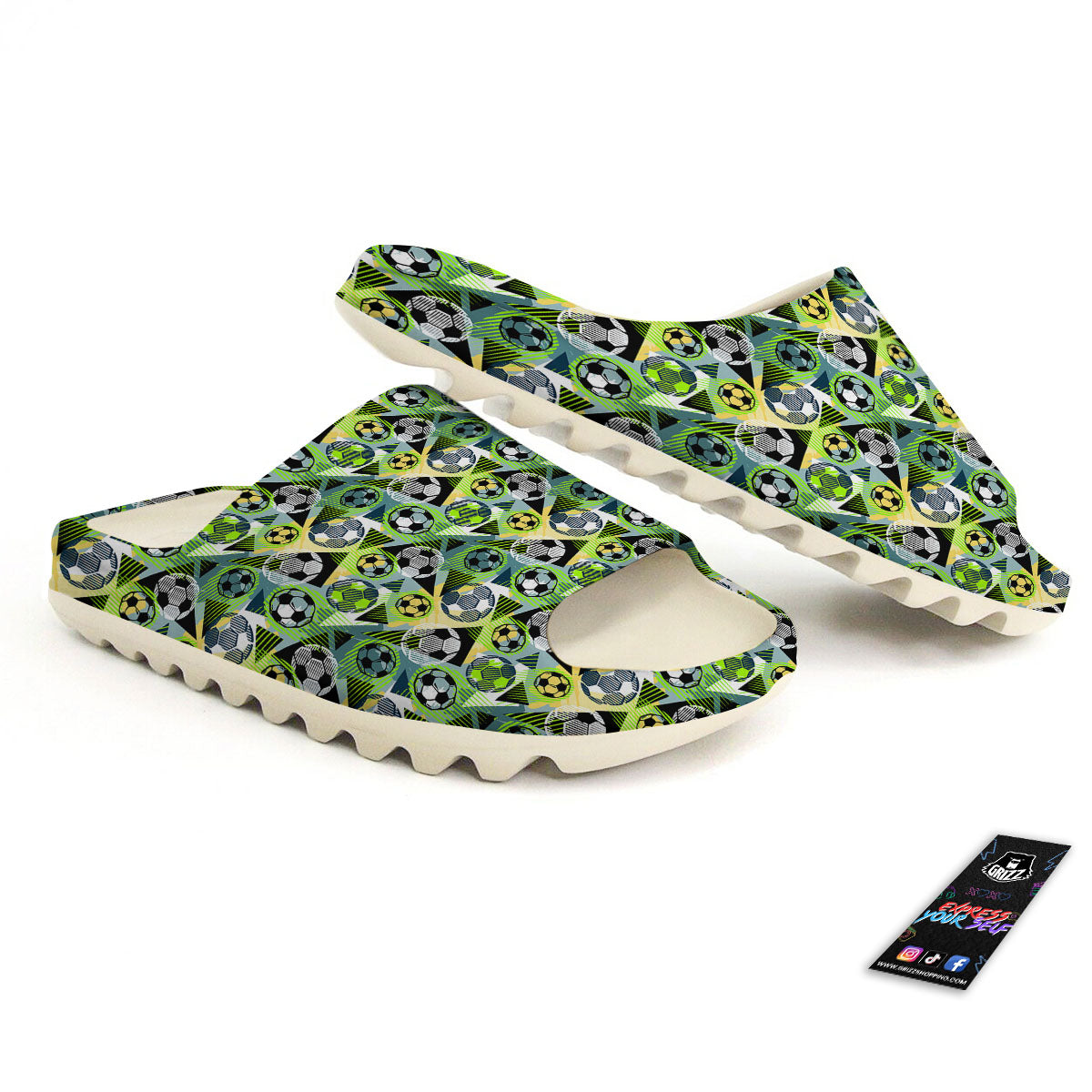 Soccer Ball Grunge Print Pattern Sandals-grizzshop