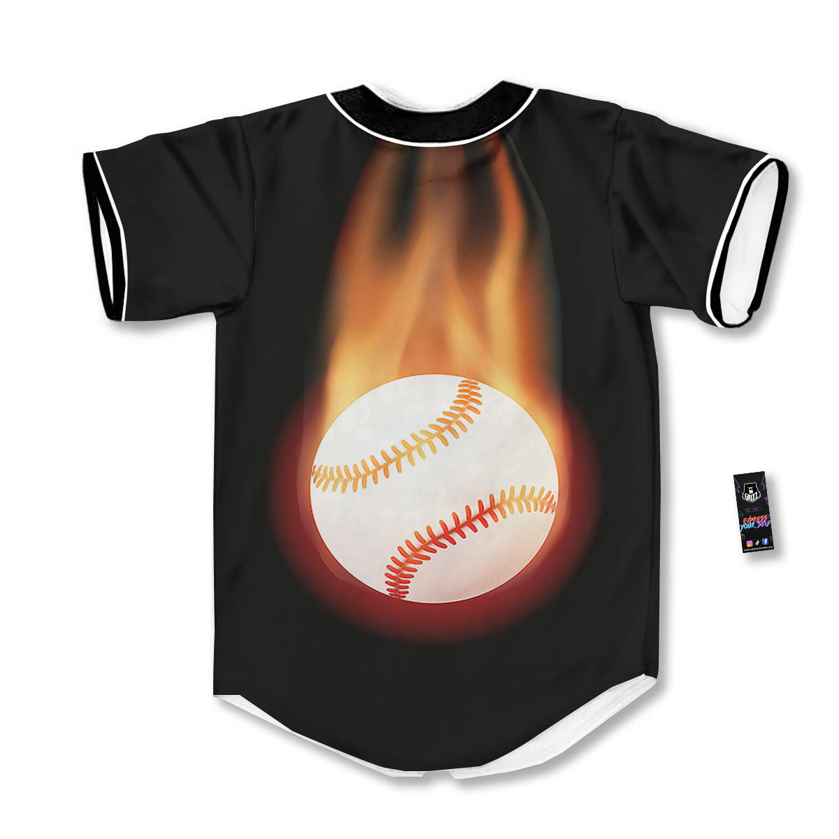 Softball Fireball Print Baseball Jersey-grizzshop