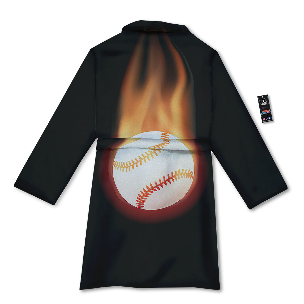 Softball Fireball Print Bathrobe-grizzshop