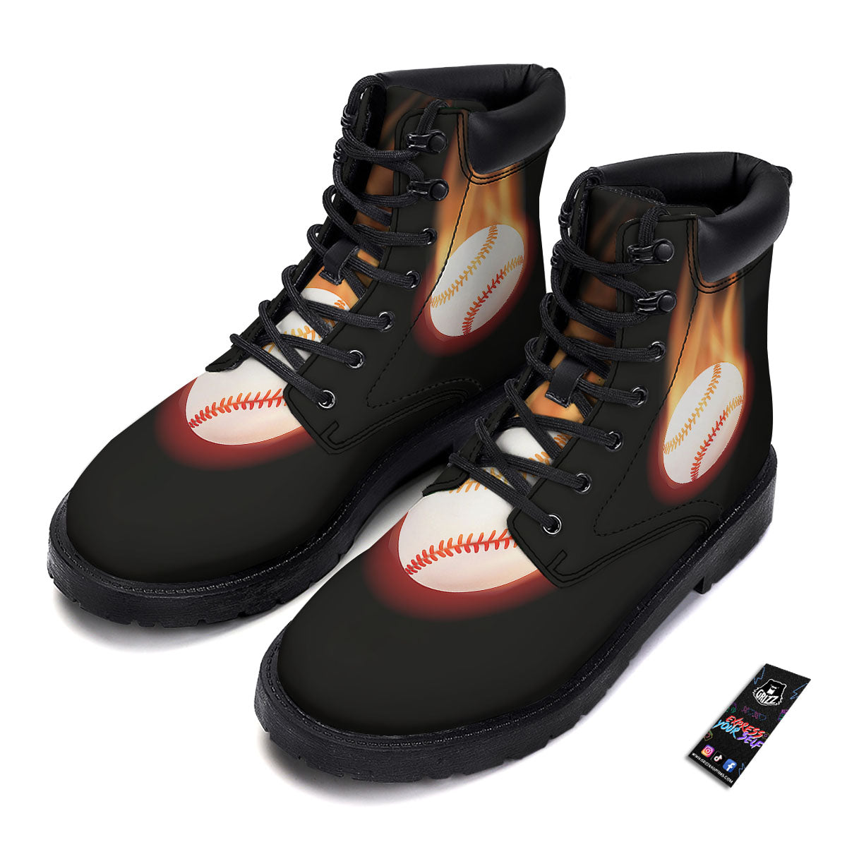 Softball Fireball Print Boots-grizzshop
