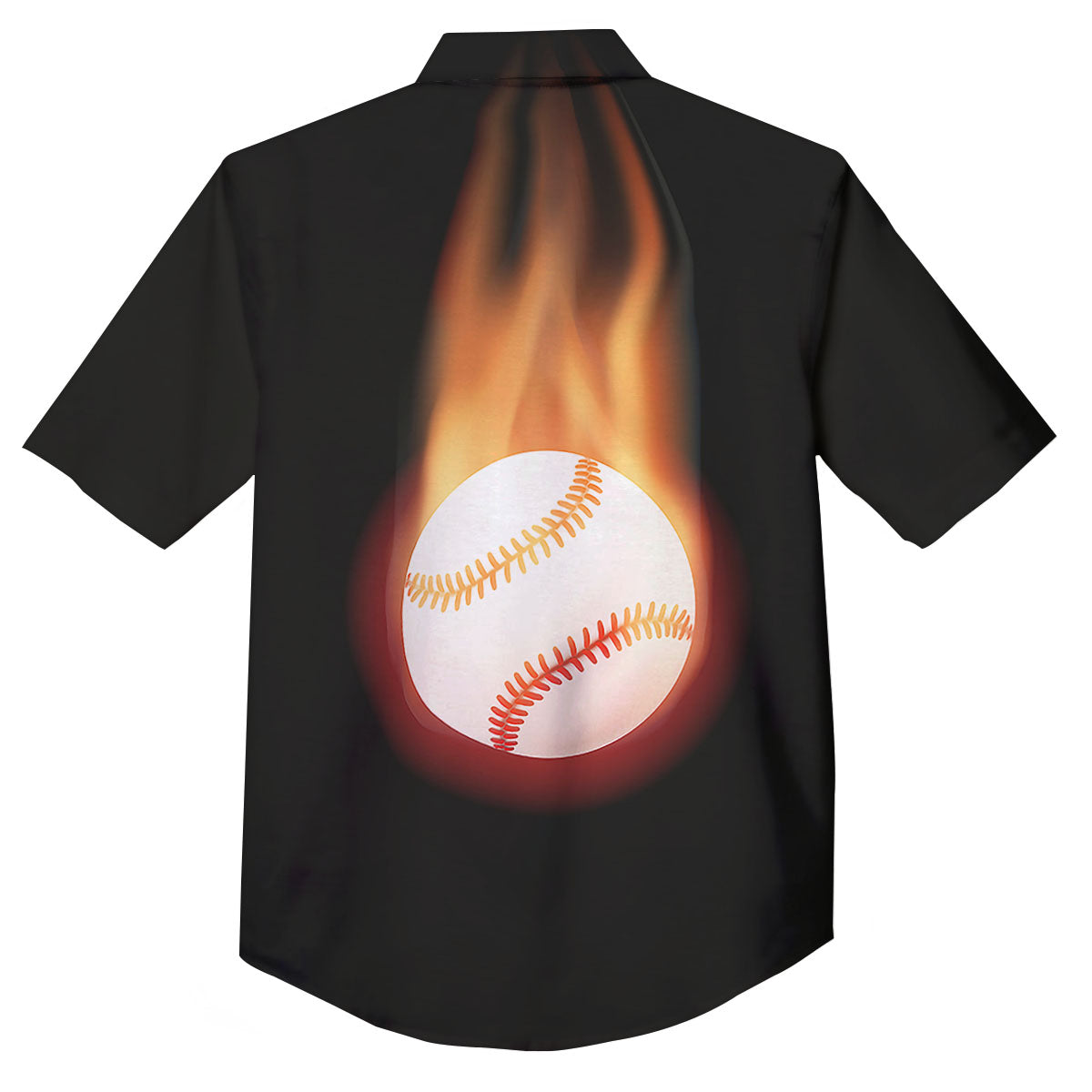 Softball Fireball Print Button Up Shirt-grizzshop