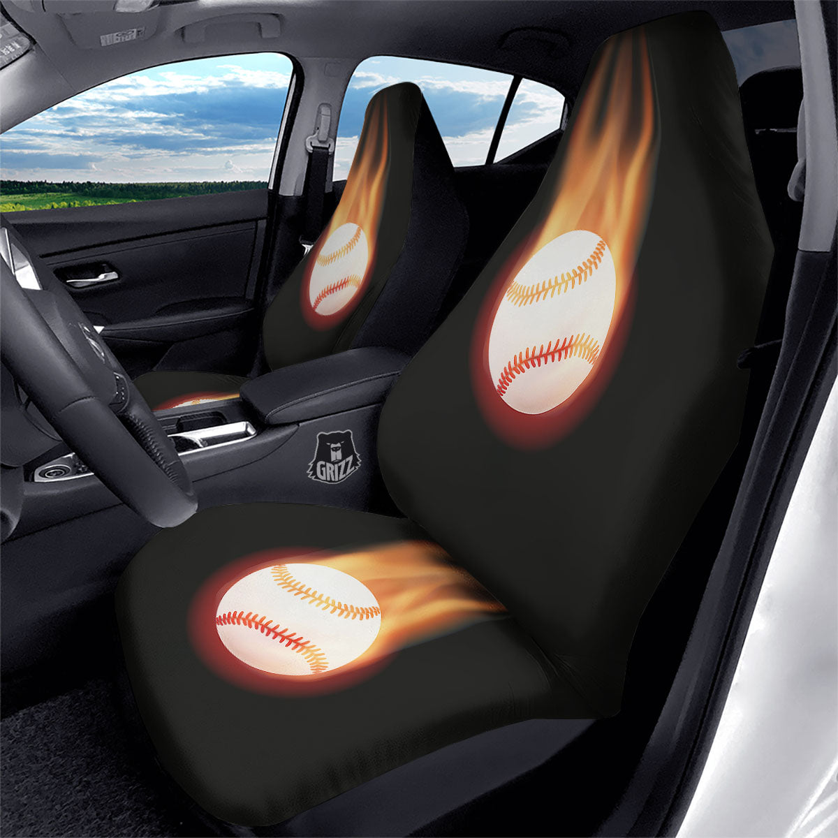 Softball Fireball Print Car Seat Covers-grizzshop