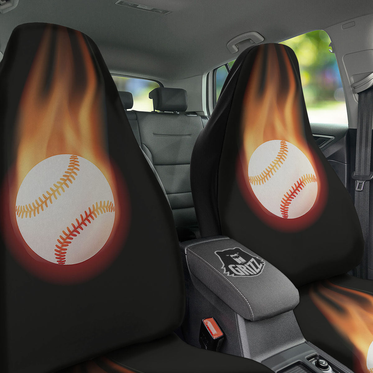 Softball Fireball Print Car Seat Covers-grizzshop