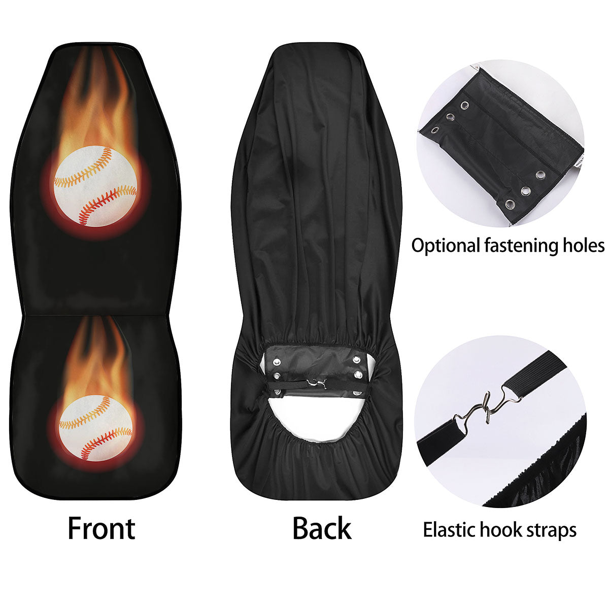 Softball Fireball Print Car Seat Covers-grizzshop