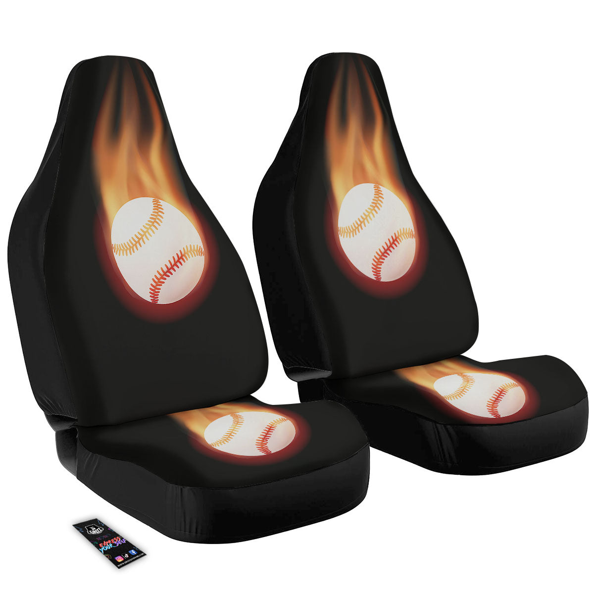 Softball Fireball Print Car Seat Covers-grizzshop