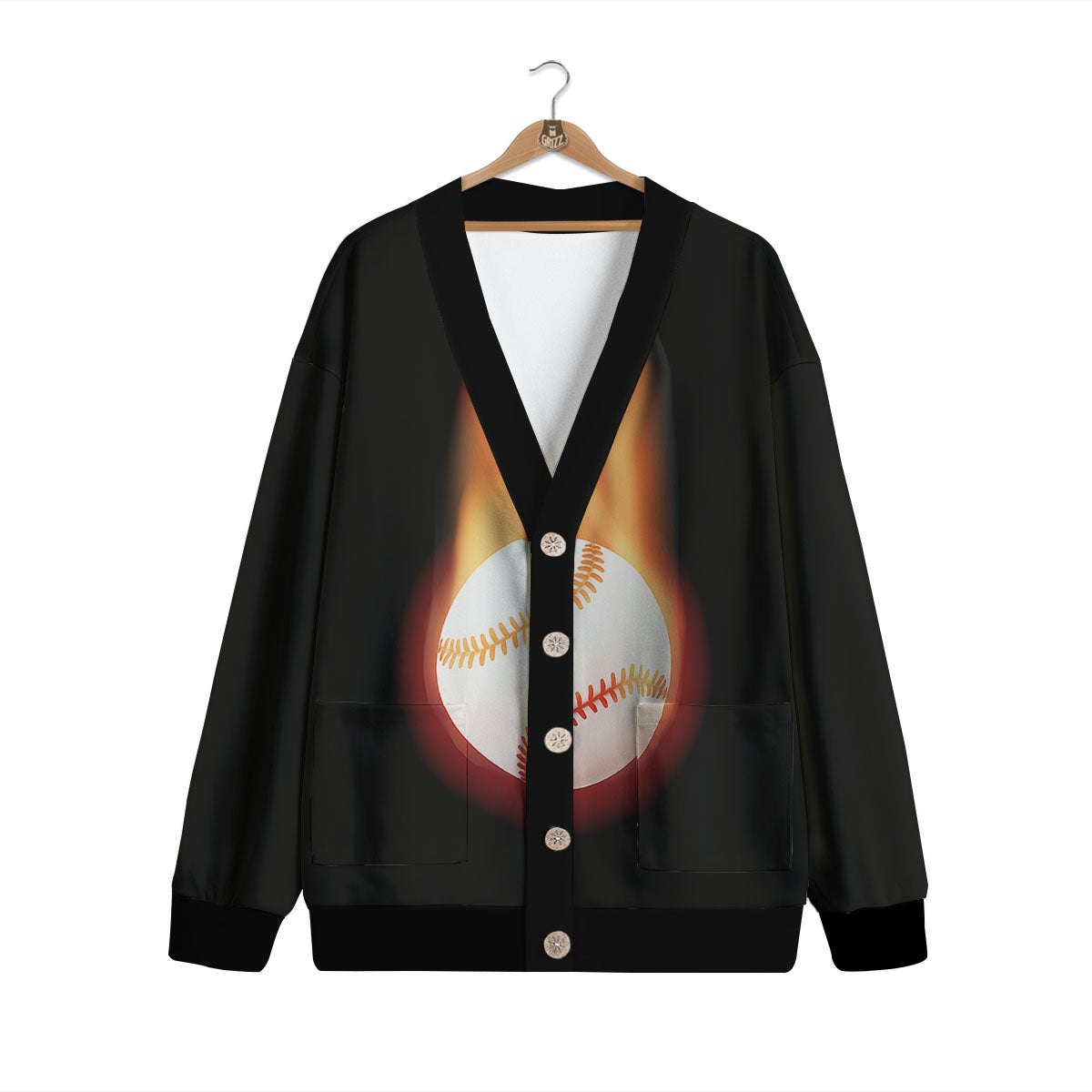 Softball Fireball Print Cardigan-grizzshop