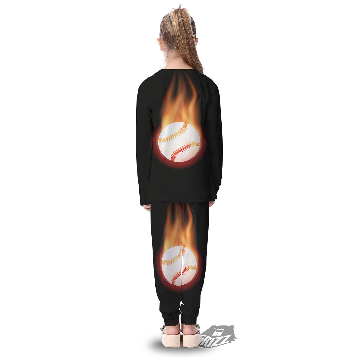 Softball Fireball Print Kid's Pajamas-grizzshop