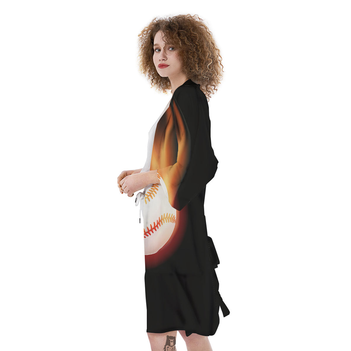 Softball Fireball Print Kimono-grizzshop