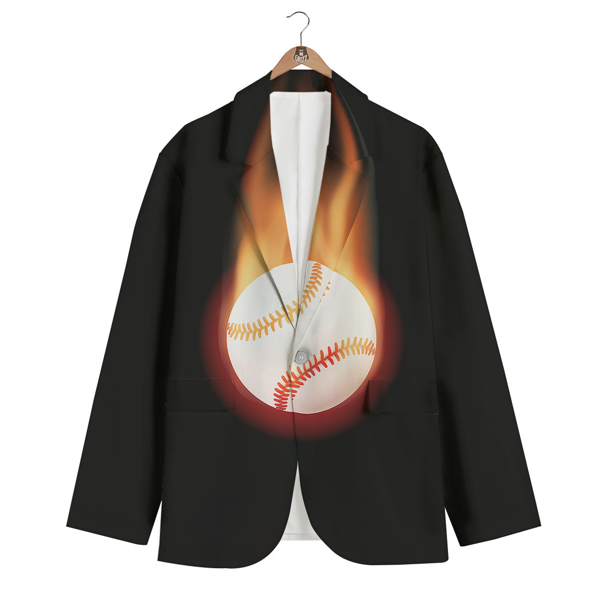 Softball Fireball Print Men's Blazer-grizzshop