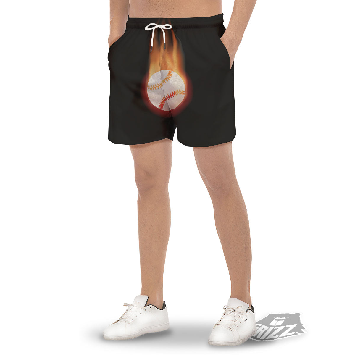Softball Fireball Print Men's Gym Shorts-grizzshop