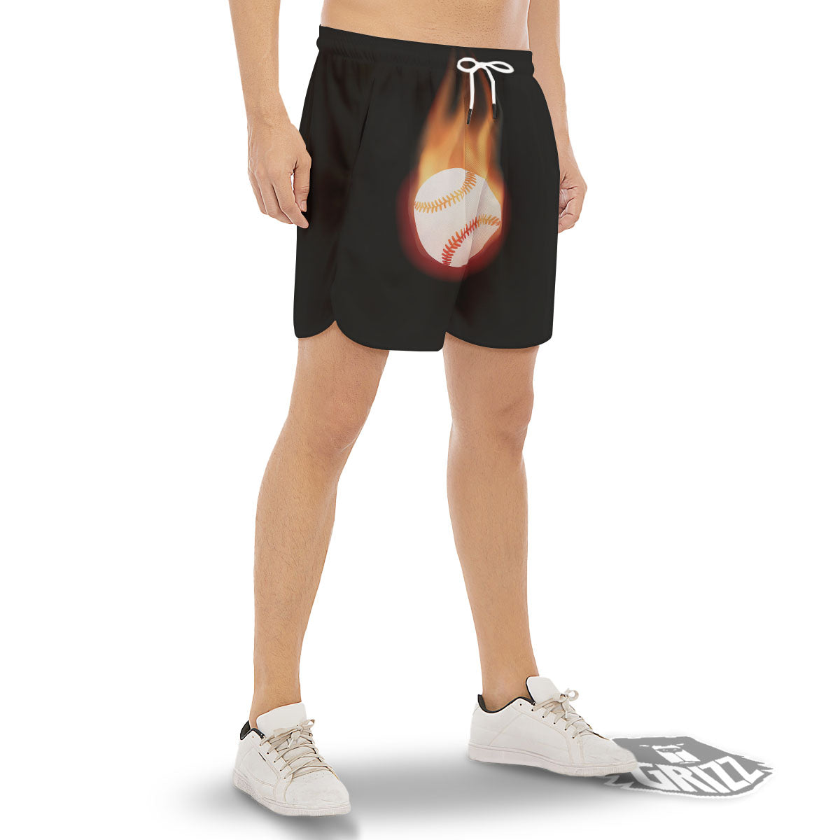 Softball Fireball Print Men's Gym Shorts-grizzshop