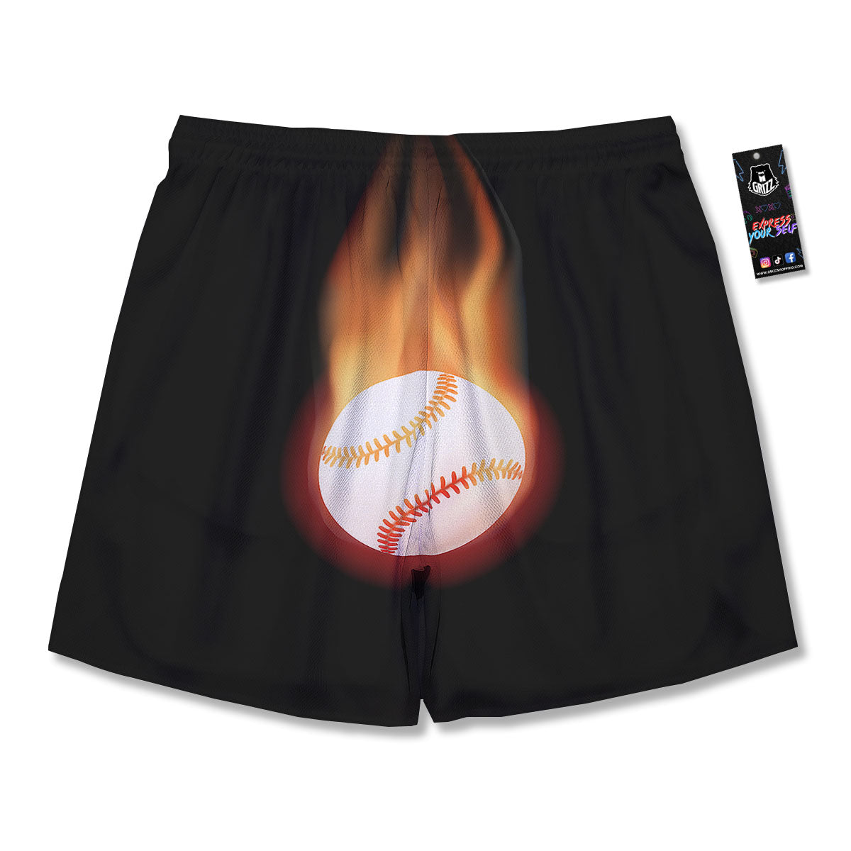 Softball Fireball Print Men's Running Shorts-grizzshop