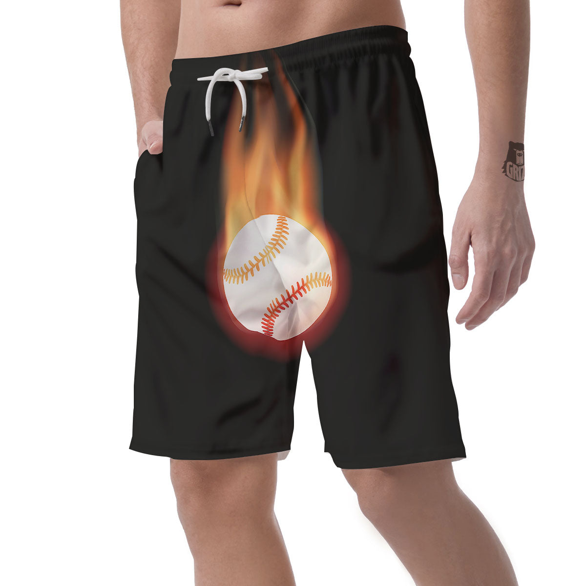 Softball Fireball Print Men's Shorts-grizzshop