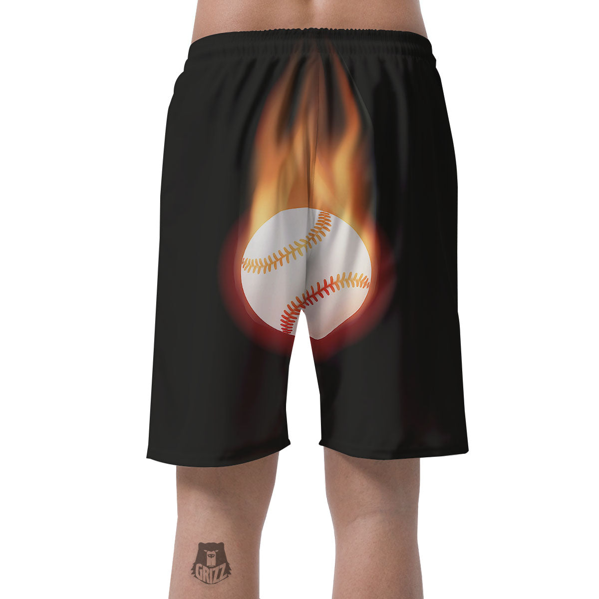 Softball Fireball Print Men's Shorts-grizzshop