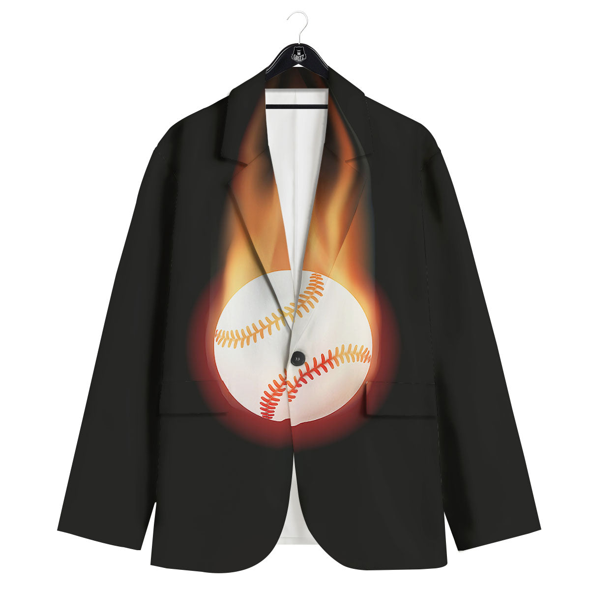 Softball Fireball Print Men's Sport Coat-grizzshop